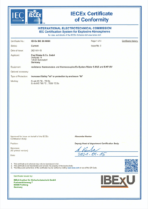 IECEx 20.0026 X Zertifikat Paul Rüster