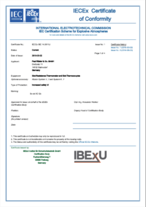 IECEx 14.0011 U Zertifikat Paul Rüster