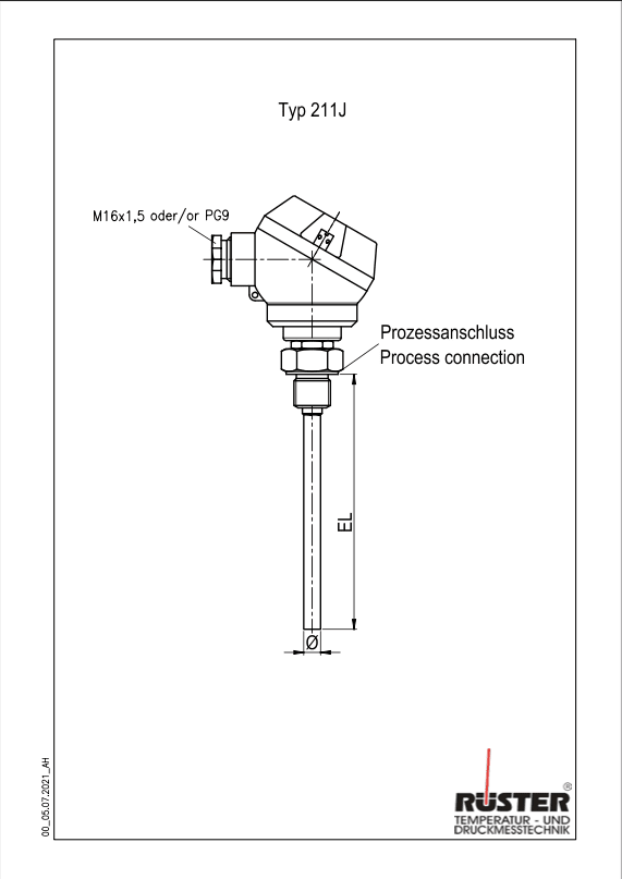 Einschraubwiderstandsthermometer Typ 211J