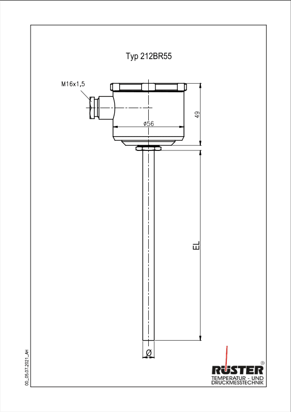 Lagerwiderstandsthermometer Typ 212BR55