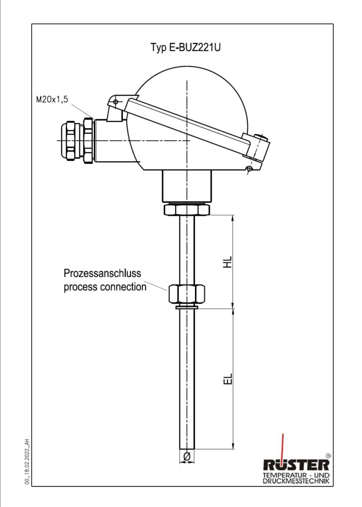 Explosionsgeschützte Widerstandsthermometer Typ E-BUZ221U