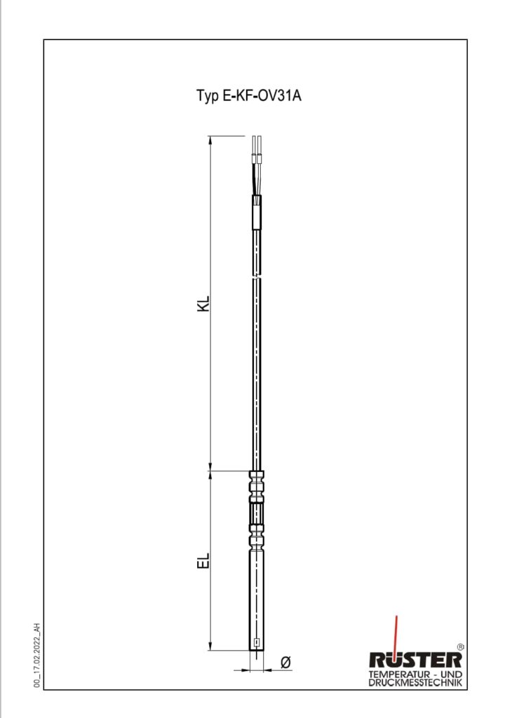 Explosionsgeschützte Kabelwiderstandsthermometer Typ E-KF-OV31A